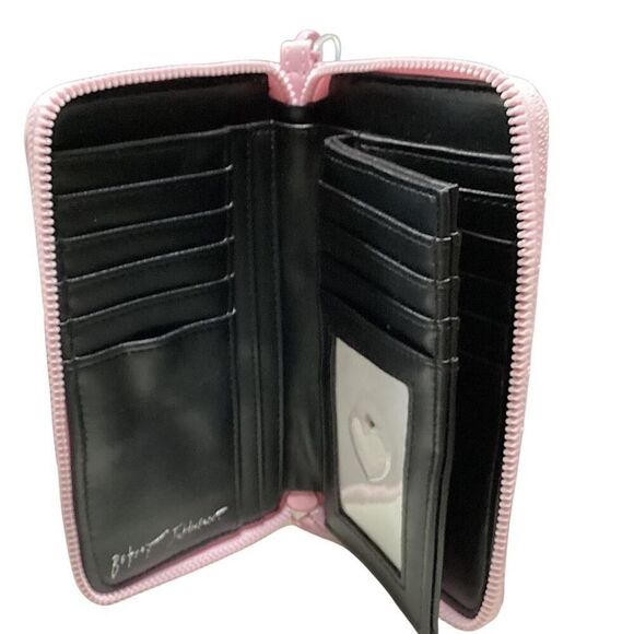 Betsey Johnson Zip Around Wallet Pink Hearts 6.5" X 4" Valentines Barbiecore NEW - Picture 5 of 7
